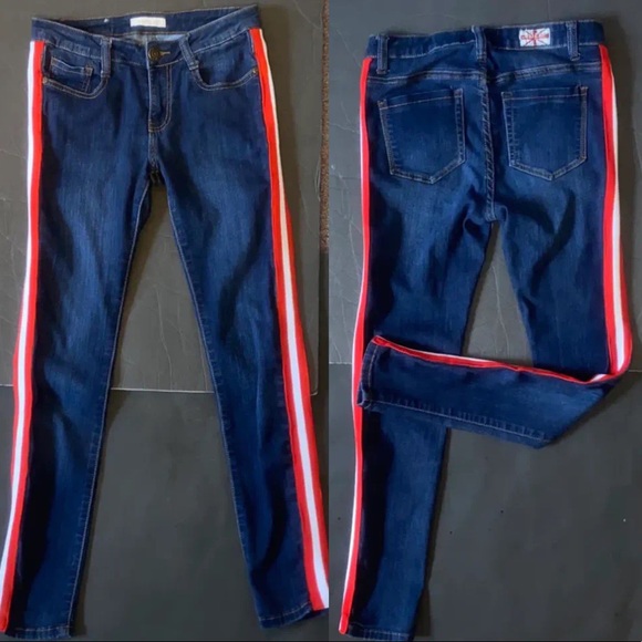 ⭐️Host Pick! Machine mid rise Red/white striped skinny jeans - Picture 5 of 15